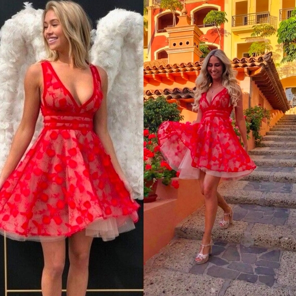 NWT Nadine Merabi Red Lola Lace Mini Dress Size XS/2 - Picture 7 of 16